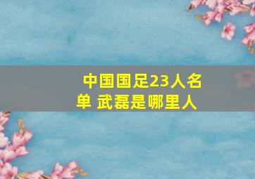 中国国足23人名单 武磊是哪里人